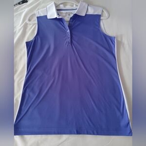 Antiqua Medium Purple White 1/4 Button-Up Polo Golf Tank Top Tennis Pickleball